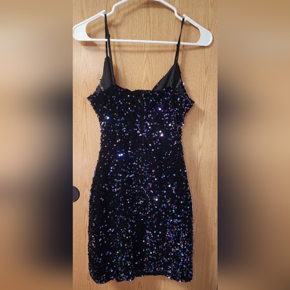 Crystal Doll Black Sequin Bodycon Mini Dress - Picture 4 of 7